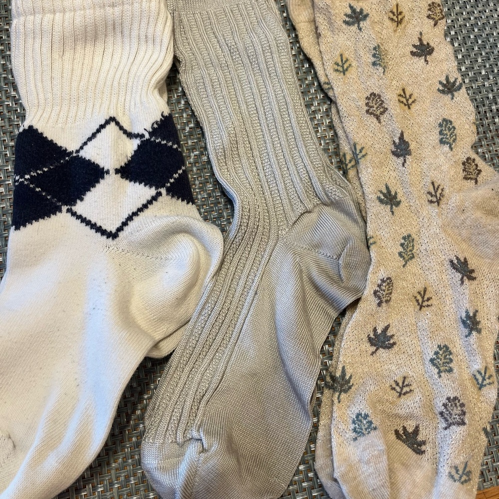 White and Gray Crew Length Hosiery Socks Set